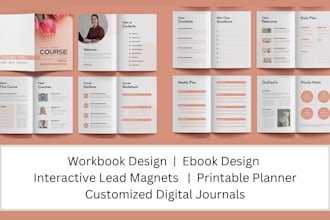 design lead magnet, workbook, digital planner, digital journal