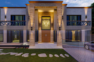 render commercial apartment exterior design, real estate,3d floor plan,landscape
