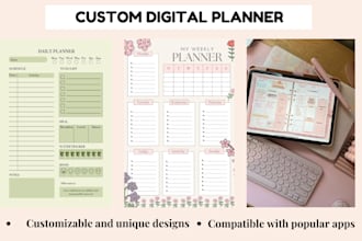 design a minimalist digital planner, journal, worksheet, workbook, checklist