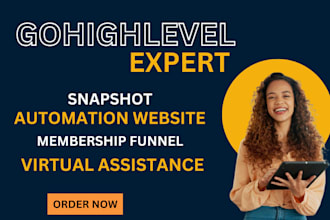 setup gohighlevel, virtual assistance, snapshot,  webinar funnel, automation