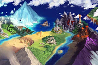 design 3d isometric map 2d flat fantasy map city map