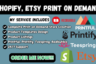 setup shopify print on demand etsy store printful printify shopify dropshipping