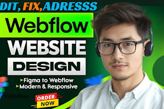fix and address webflow website design, edit template and responsive issues