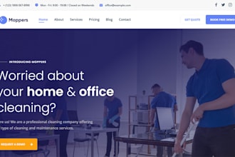 design commercial cleaning website, janitorial website, on wix, wordpress