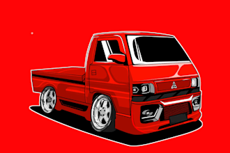 draw car vector illustration automotive for t shirt design and merchandise