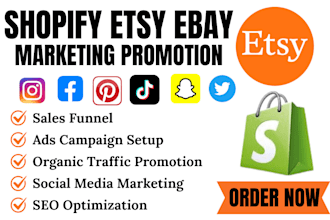 shopify etsy ebay social media marketing promotion sales funnel seo traffic ads