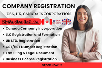 do canada company incorporation, llc UK ltd, gst hst legal business registration