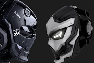 design 3d mask, 3d helmet, cosplay armor 3d custom model mask for printing