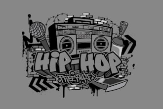 create eye catchy hiphop logo, dj, music, label band