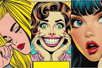 create retro comic book illustration pop art vintage poster manga cartoon popart