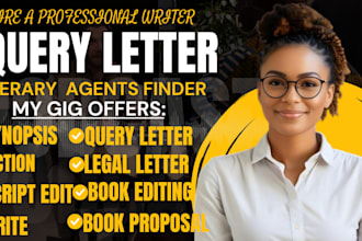 connect you with top literary agents, and write book proposal, query letter