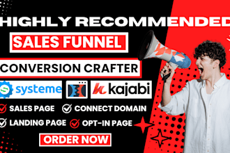 create clickfunnels sales funnel, systeme io landing page design, connect domain