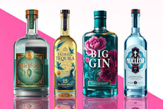 create unique vodka label, tequila label, gin rum wine and beer bottle label