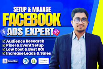 setup meta facebook ads campaign for sales, leads, ig,run fb ecommerce marketing