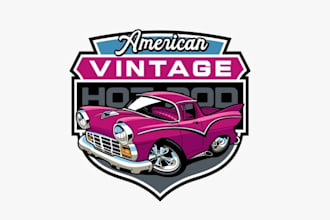 do amazing vintage car logo, classic, retro or any vehicle