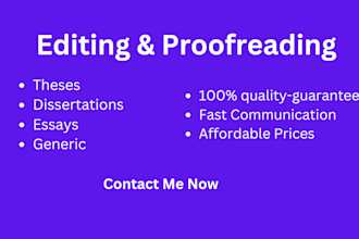 copy edit, refine and factcheck thesis or dissertation