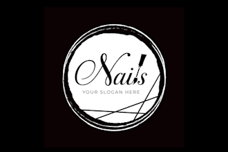 draw hair extensions nails beauty cosmetic and salon logo