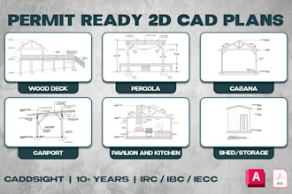 2d plan wood deck, carport, cabana, pergola,  sheds, patio