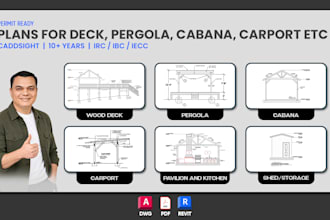 2d plan wood deck, carport, cabana, pergola,  sheds, patio