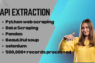 do python web scraping, data mining, api extraction