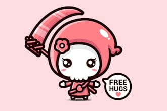 design kawaii, chibi, cartoon or cute logo for business
