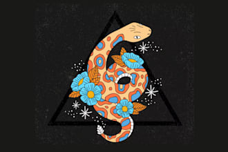 draw trippy psychedelic logo for your business