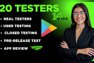 verify you 15 testers,20 testers for googleplay closed testing and user test app