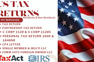 do US tax filing, llc tax, US tax returns, business tax 1120 5472 1040 cpa