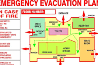 design a custom fire emergency evacuation plan for your floor plan