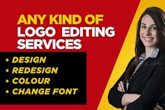 edit , modify, text, color change or update your logo