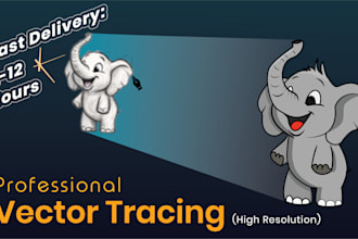 redraw, trace and convert low resolution logo or image to a high quality vector