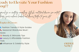 write SEO optimized fashion store blog post and website content