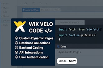 develop wix website using wix velo, wix code, wix custom code and javascript