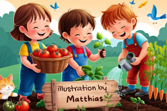 design children story book illustration, picture book, christian and bible book