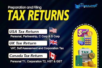prepare USA tax returns,UK tax returns,canada tax returns for personal,corporate