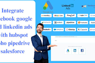 integrate facebook google linkedin ads with hubspot zoho pipedrive salesforce