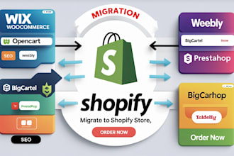 convert, migrate opencart, bigcommerce, woocommerce to shopify ecommerce store