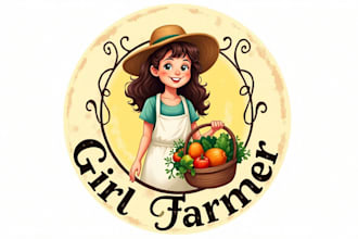 design high quality girl farmer logo with creative concepts
