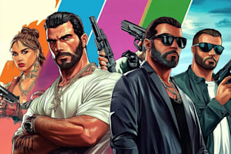 draw game style and gta character illustration for you