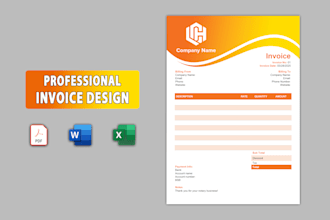 design professional invoice design in word, excel, and PDF