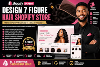 design 7 figure hair shopify store hair dropshipping website beauty website