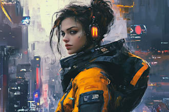 design stunning sci fi, cyberpunk, portrait art