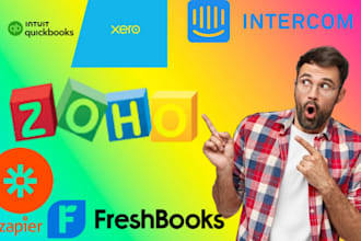 setup zoho books quickbooks freshbooks xero wave sage 50 myob intercom zapier