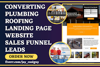 build plumbing landing page roofing website construction sales funnel hvac leads