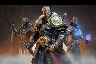 make a dnd party and d and d character art illustration for you
