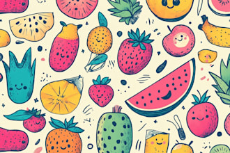 create cute doodle art pattern illustrations