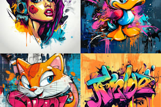create graffiti art name with character or logo brand