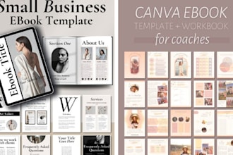 design modern business canva ebook, template ebook coaching workbook canva guide