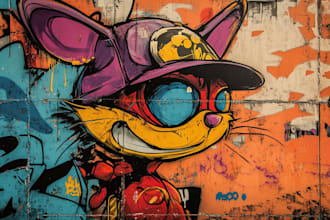 illustrate amazing custom graffiti, wall arts or murals