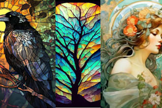 create unique custom stained glass art, mosaic dark art, and vintage glass art